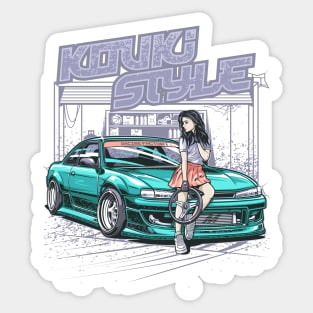 Nissan Silvia S14 Kouki Style, Japanese Race car, JDM Tee, sr20, Car Fan, Car Guy Gift Idea, Car Enthusiasts, Car Lover Poster, Gift For Mechanic Sticker